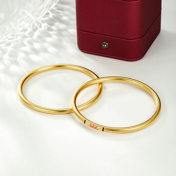 Stainless Steel Plated 24K Gold Retro Bracelet Engraved With Lotus Pattern