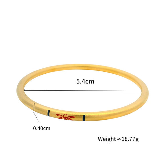 Stainless Steel Plated 24K Gold Retro Bracelet Engraved With Lotus Pattern