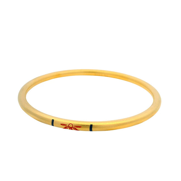 Stainless Steel Plated 24K Gold Retro Bracelet Engraved With Lotus Pattern