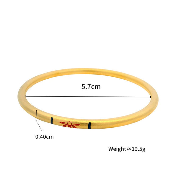 Stainless Steel Plated 24K Gold Retro Bracelet Engraved With Lotus Pattern
