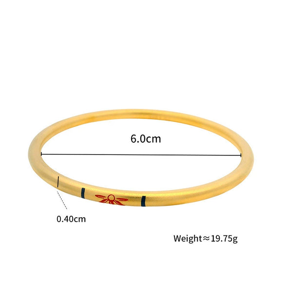 Stainless Steel Plated 24K Gold Retro Bracelet Engraved With Lotus Pattern