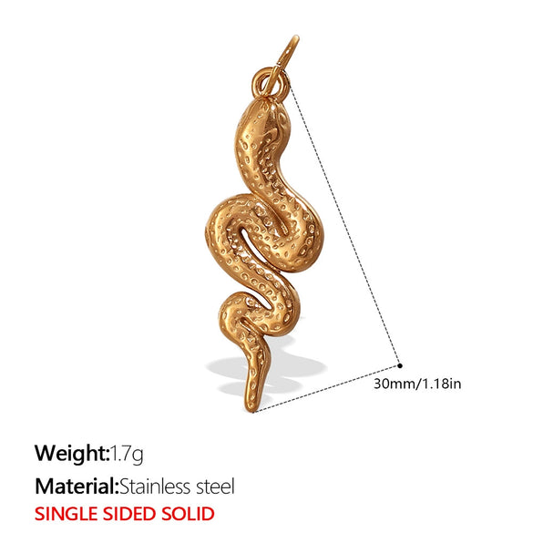 316L Stainless Steel Plated 18K Gold Round Pendant Snake Crystal Fashion Jewelry Accessories