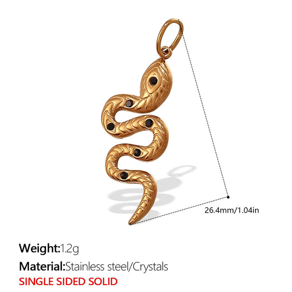 316L Stainless Steel Plated 18K Gold Round Pendant Snake Crystal Fashion Jewelry Accessories
