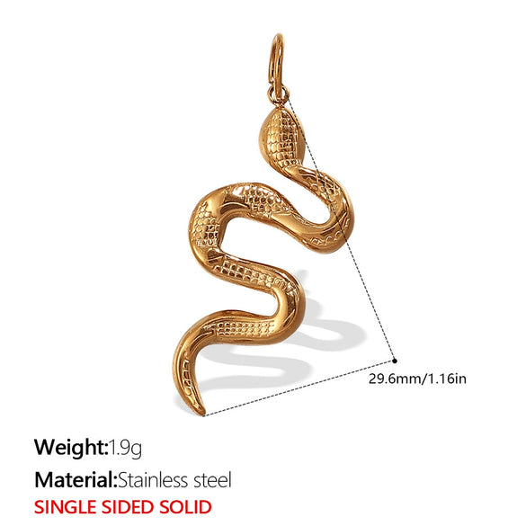 316L Stainless Steel Plated 18K Gold Round Pendant Snake Crystal Fashion Jewelry Accessories