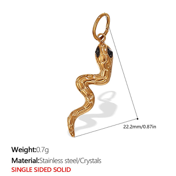 316L Stainless Steel Plated 18K Gold Round Pendant Snake Crystal Fashion Jewelry Accessories