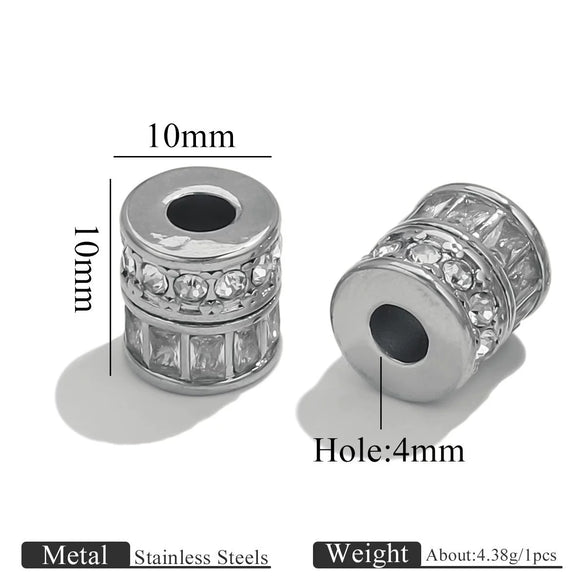 Stainless Steel Plated Rectangular And Round Beads Handmade Diy Bracelet Beads With Totem Pattern And Electroplating Process
