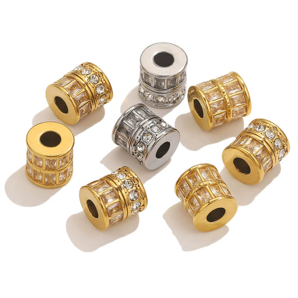 Stainless Steel Plated Rectangular And Round Beads Handmade Diy Bracelet Beads With Totem Pattern And Electroplating Process