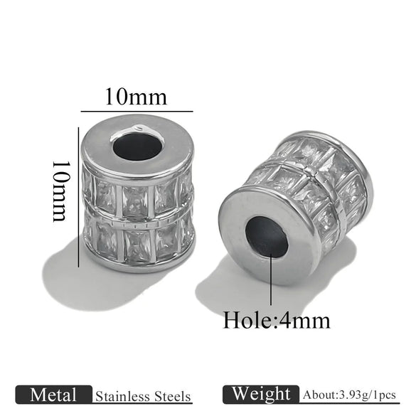 Stainless Steel Plated Rectangular And Round Beads Handmade Diy Bracelet Beads With Totem Pattern And Electroplating Process
