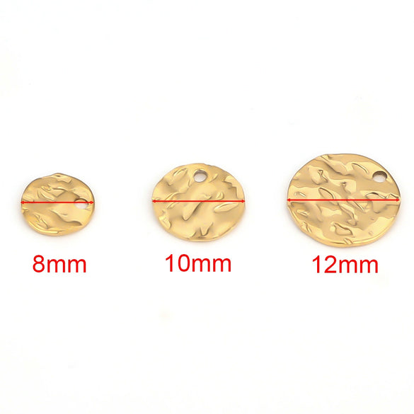 Stainless Steel Pleated Disc Embossed Pendant Jewelry Accessories With Round Pattern And Electroplating