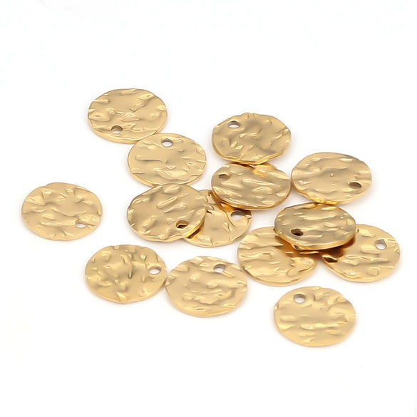 Stainless Steel Pleated Disc Embossed Pendant Jewelry Accessories With Round Pattern And Electroplating