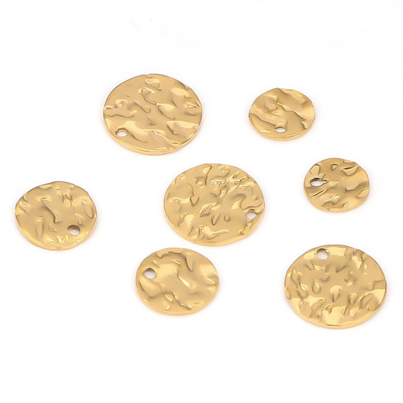 Stainless Steel Pleated Disc Embossed Pendant Jewelry Accessories With Round Pattern And Electroplating