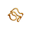 Stainless Steel Pleated Geometric Open Ring For Women Electroplated