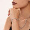 Stainless Steel Plum Blossom Round Hand Assembled Zircon Bracelet Plated With 18K Real Gold For Women
