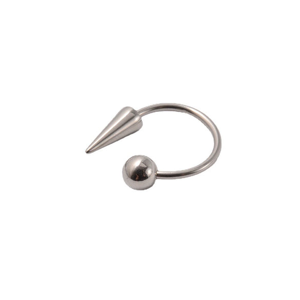 Stainless Steel Pointed Cone Horseshoe Lip Ring Nose Ring Ear Bone Ring Electroplated Punk Style Ornament
