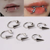 Stainless Steel Pointed Cone Horseshoe Lip Ring Nose Ring Ear Bone Ring Electroplated Punk Style Ornament
