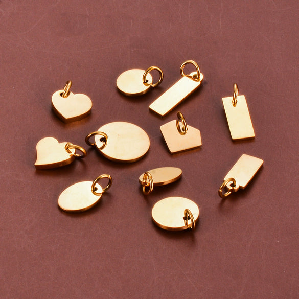 Stainless Steel Polished Heart Round Oval Rectangular Diamond Shape Electroplated Diy Pendant For Necklace And Bracelet