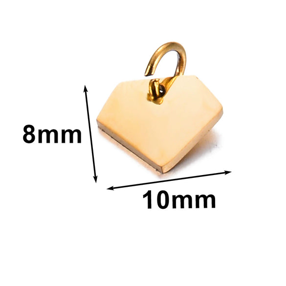Stainless Steel Polished Heart Round Oval Rectangular Diamond Shape Electroplated Diy Pendant For Necklace And Bracelet