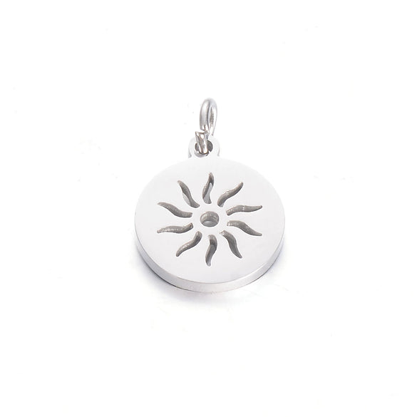 Stainless Steel Polished Hollow Palm Wings Key Lock Sun Star Compass Symbol Jewelry Pendant With Electroplating And Geometric Design