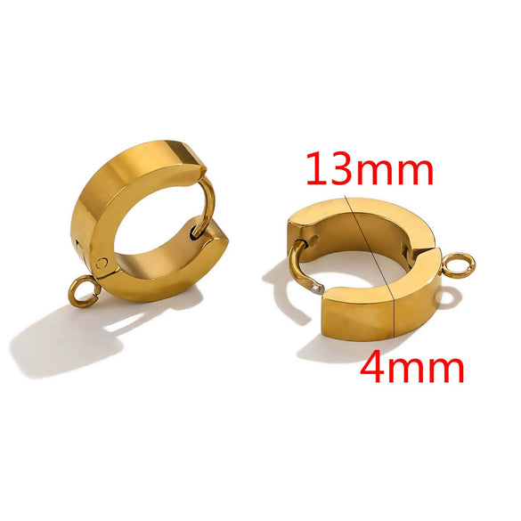 Stainless Steel Polished Hoop Earrings Retro Simple Style Electroplating Treatment