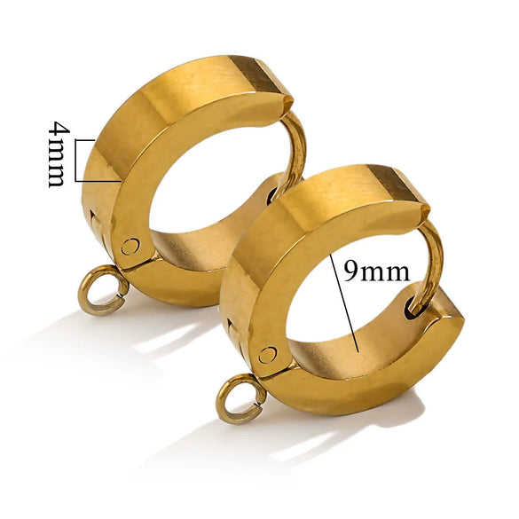 Stainless Steel Polished Hoop Earrings Retro Simple Style Electroplating Treatment