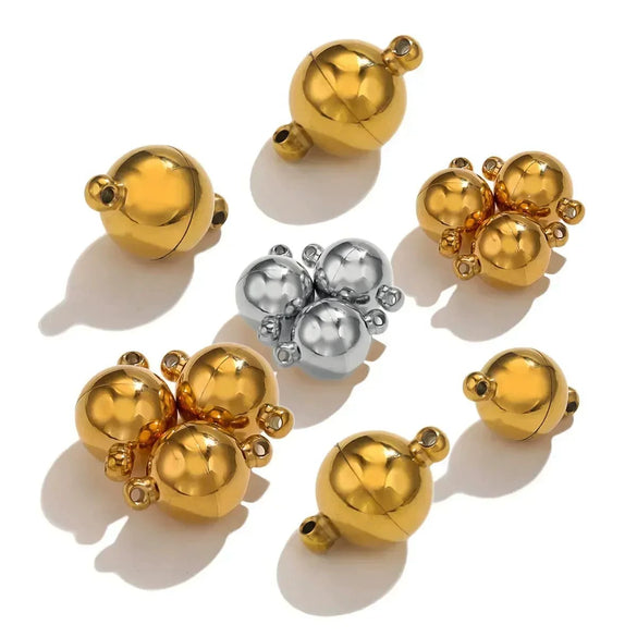 Stainless Steel Polished Magnetic Buckle Round Love Shape Magnet Tail Buckle Connector Electroplated Leather Bracelet Making Jewelry Accessories