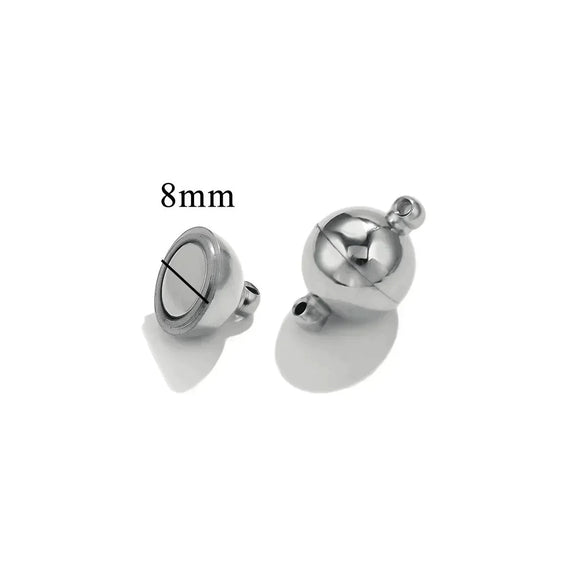 Stainless Steel Polished Magnetic Buckle Round Love Shape Magnet Tail Buckle Connector Electroplated Leather Bracelet Making Jewelry Accessories