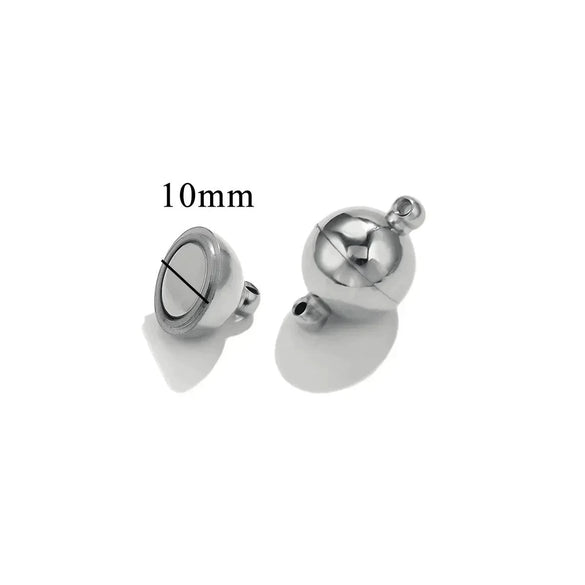 Stainless Steel Polished Magnetic Buckle Round Love Shape Magnet Tail Buckle Connector Electroplated Leather Bracelet Making Jewelry Accessories