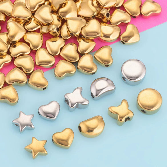 Stainless Steel Polished Round Drilled Bead Jewelry Accessories With Electroplating