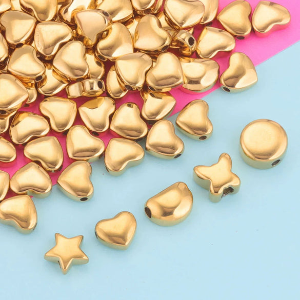 Stainless Steel Polished Round Drilled Bead Jewelry Accessories With Electroplating