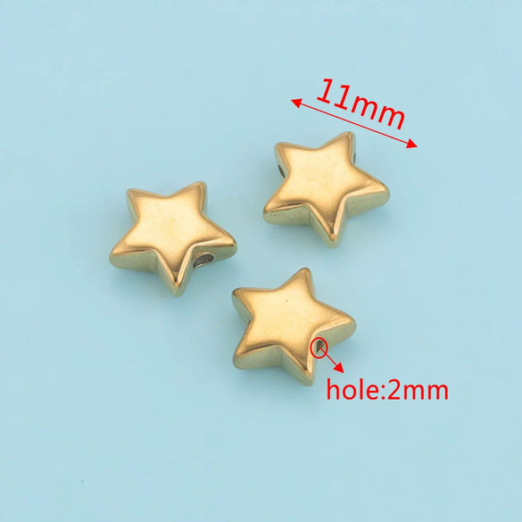 Stainless Steel Polished Round Drilled Bead Jewelry Accessories With Electroplating