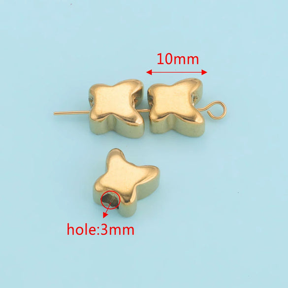 Stainless Steel Polished Round Drilled Bead Jewelry Accessories With Electroplating