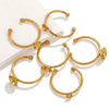 Stainless Steel Polished Round Ring Holder With 18K Gold Vacuum Electroplating And Diy Pearl Inlay