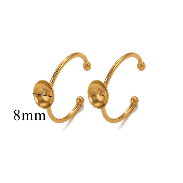 Stainless Steel Polished Round Ring Holder With 18K Gold Vacuum Electroplating And Diy Pearl Inlay