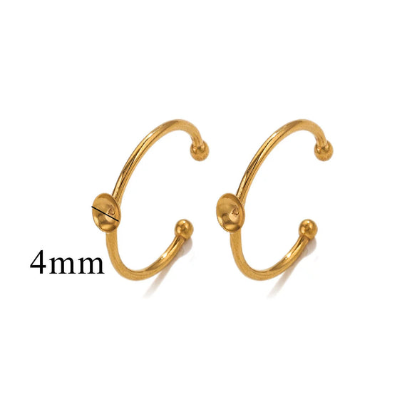 Stainless Steel Polished Round Ring Holder With 18K Gold Vacuum Electroplating And Diy Pearl Inlay