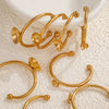 Stainless Steel Polished Round Ring Holder With 18K Gold Vacuum Electroplating And Diy Pearl Inlay