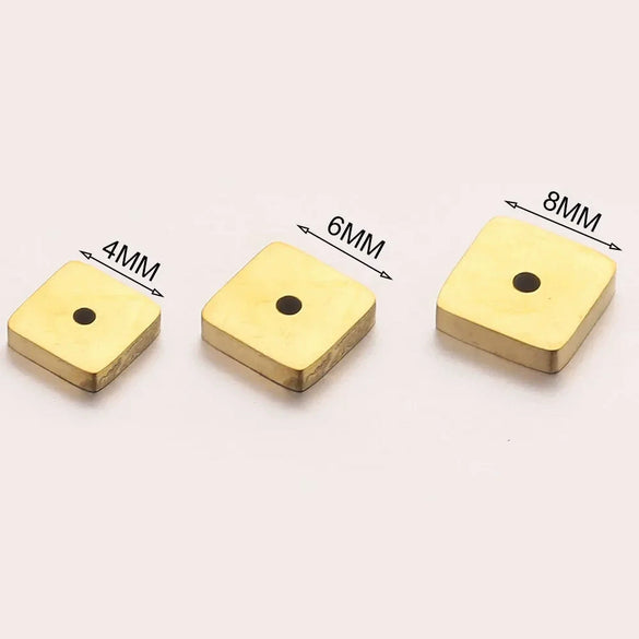Stainless Steel Polished Square Beads Electroplated Diy Handmade Jewelry Accessories For Bracelet And Necklace