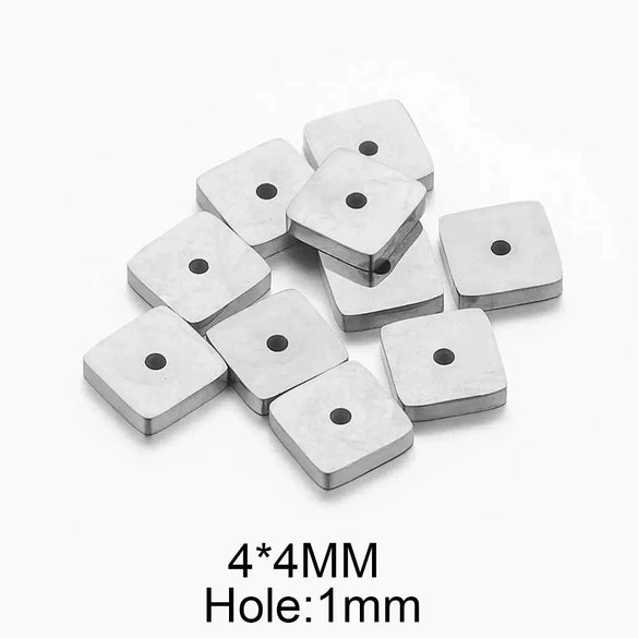 Stainless Steel Polished Square Beads Electroplated Diy Handmade Jewelry Accessories For Bracelet And Necklace
