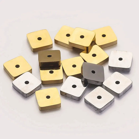Stainless Steel Polished Square Beads Electroplated Diy Handmade Jewelry Accessories For Bracelet And Necklace