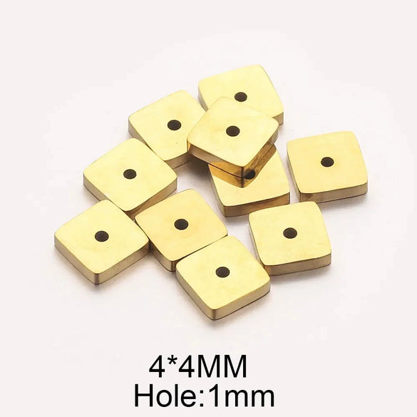 Stainless Steel Polished Square Beads Electroplated Diy Handmade Jewelry Accessories For Bracelet And Necklace