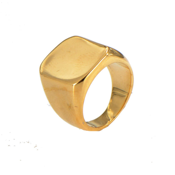 Stainless Steel Polished Square Signet Ring With Glossy Finish Fashion Business Ring For Men And Unisex Wear