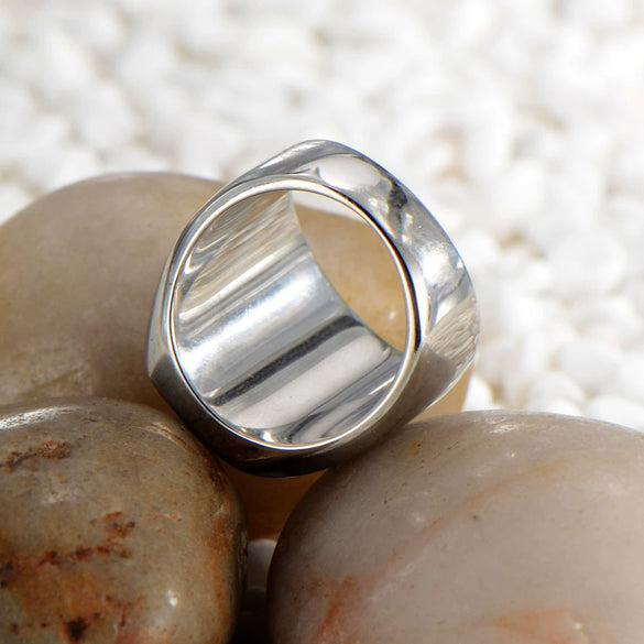 Stainless Steel Polished Square Signet Ring With Glossy Finish Fashion Business Ring For Men And Unisex Wear