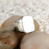 Stainless Steel Polished Square Signet Ring With Glossy Finish Fashion Business Ring For Men And Unisex Wear