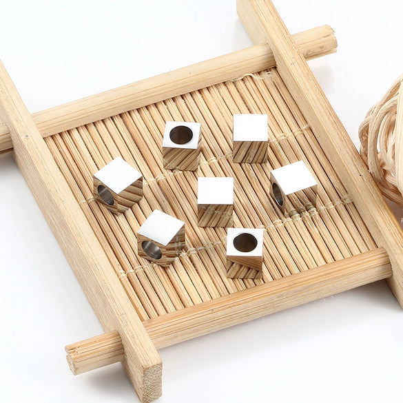 Stainless Steel Polished Square Throughhole Beads Electroplated Personality Necklace And Bracelet Beaded Material For Diy