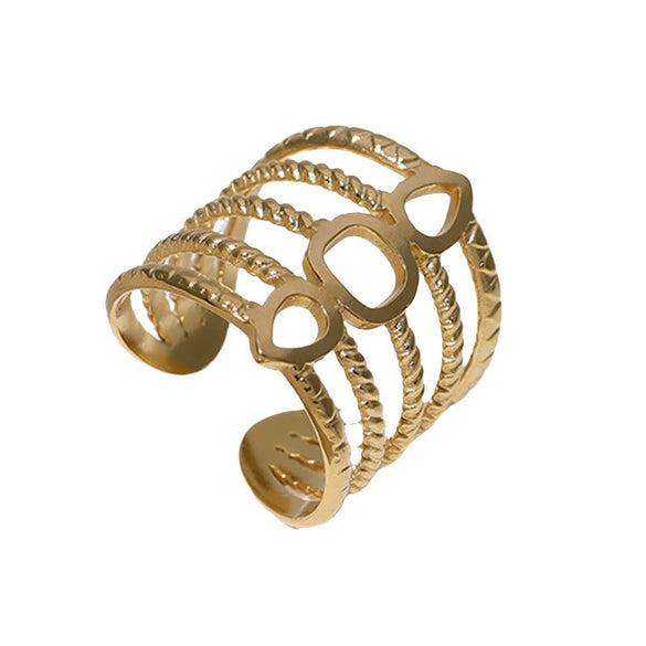 Stainless Steel Punk Geometric Open Ring Electroplated