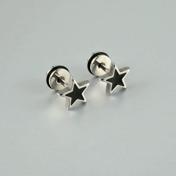 Stainless Steel Punk Skull Dripping Oil Earrings