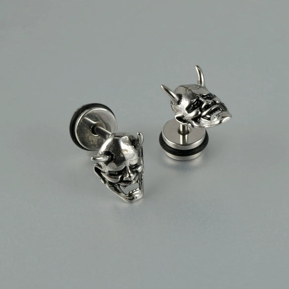 Stainless Steel Punk Skull Dripping Oil Earrings