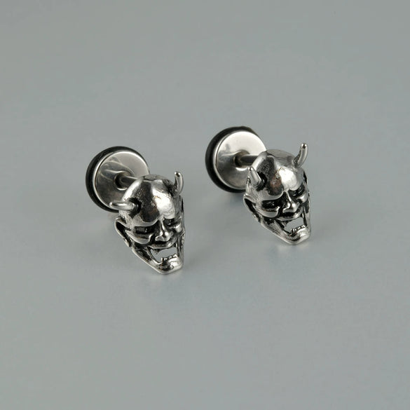 Stainless Steel Punk Skull Dripping Oil Earrings