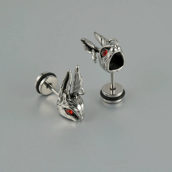 Stainless Steel Punk Skull Dripping Oil Earrings
