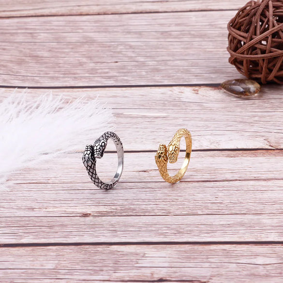 Stainless Steel 18K Gold Plated Punk Snake Rings