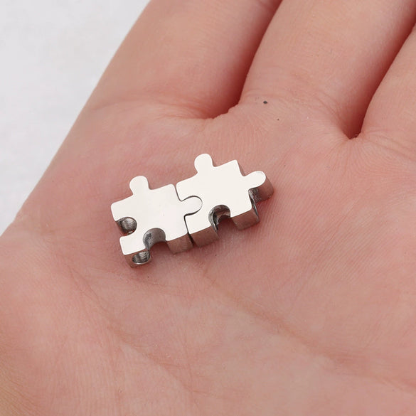 Stainless Steel Puzzle Small Hole Bead Mirror Polished Pendant Diy Jewelry Accessories